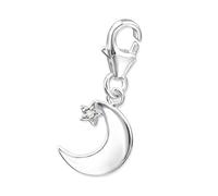 The Rose & Silver Company Women 925 Sterling Silver Moon & Star Shaped Charm with Clip On Clasp