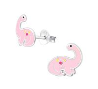 The Rose & Silver Company Women 925 Sterling Silver Pink Yellow Black Dinosaur Stud Earrings
