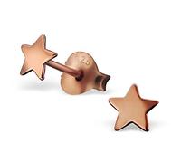 The Rose & Silver Company Women 925 Sterling Silver Rose Gold Plated Tiny Star Stud Earrings