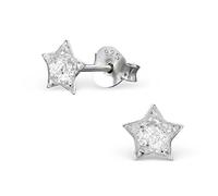 The Rose & Silver Company Women 925 Sterling Silver Tiny Star Glitter Stud Earrings