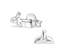 The Rose & Silver Company Women 925 Sterling Silver Tiny Whale Tail Stud Earrings