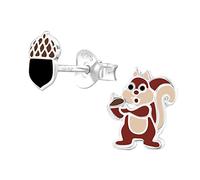 The Rose & Silver Company Women Girls 925 Sterling Silver Acorn and Squirrel Stud Earrings