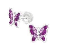 The Rose & Silver Company Women Girls 925 Sterling Silver Butterfly Crystals Stud Earrings