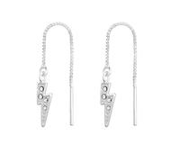 The Rose & Silver Company Women Girls 925 Sterling Silver Crystal Lightning Bolt Threader Earrings