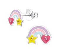 The Rose & Silver Company Women Girls 925 Sterling Silver Crystal Rainbow Stud Earrings