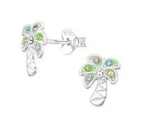 The Rose & Silver Company Women Girls 925 Sterling Silver Crystals Coconut Tree Stud Earrings