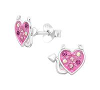 The Rose & Silver Company Women Girls 925 Sterling Silver Crystals Devil Heart Stud Earrings