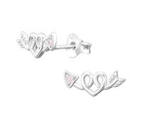 The Rose & Silver Company Women Girls 925 Sterling Silver CZ Arrow and Heart Stud Earrings