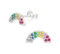 The Rose & Silver Company Women Girls 925 Sterling Silver CZ Rainbow Stud Earrings