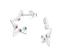 The Rose & Silver Company Women Girls 925 Sterling Silver CZ Star Semi Hoop Stud Earrings