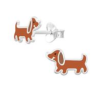 The Rose & Silver Company Women Girls 925 Sterling Silver Dachshund Puppy Dog Stud Earrings