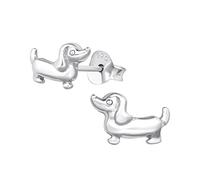 The Rose & Silver Company Women Girls 925 Sterling Silver Dachshund Puppy Dog Stud Earrings