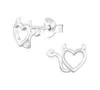 The Rose & Silver Company Women Girls 925 Sterling Silver Devil Heart Stud Earrings