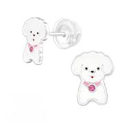 The Rose & Silver Company Women Girls 925 Sterling Silver Dog Crystals Stud Earrings