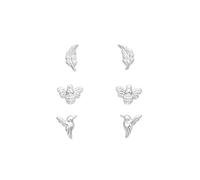 The Rose & Silver Company Women Girls 925 Sterling Silver Feather Honey Bee Hummingbird Earrings Set