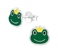 The Rose & Silver Company Women Girls 925 Sterling Silver Glitter Prince Frog Stud Earrings