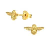 The Rose & Silver Company Women Girls 925 Sterling Silver Gold Plated Bee Stud Earrings