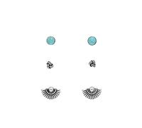 The Rose & Silver Company Women Girls 925 Sterling Silver Imitation Turquoise Oxidisation Knot Fan Stud Earrings Set