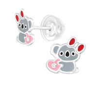 The Rose & Silver Company Women Girls 925 Sterling Silver Koala Bear Crystals Stud Earrings