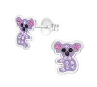 The Rose & Silver Company Women Girls 925 Sterling Silver Koala Bear Crystals Stud Earrings