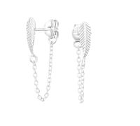 The Rose & Silver Company Women Girls 925 Sterling Silver Leaf Jacket Chain Stud Earrings