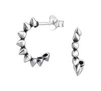 The Rose & Silver Company Women Girls 925 Sterling Silver Oxidised Half Hoop Spike Stud Earrings