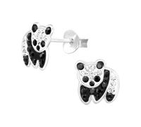 The Rose & Silver Company Women Girls 925 Sterling Silver Panda Bear Crystals Stud Earrings