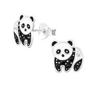 The Rose & Silver Company Women Girls 925 Sterling Silver Panda Bear Crystals Stud Earrings