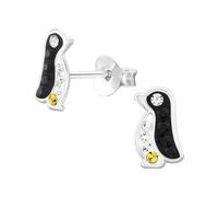 The Rose & Silver Company Women Girls 925 Sterling Silver Penguin Crystals Stud Earrings