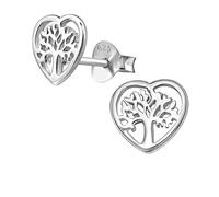 The Rose & Silver Company Women Girls 925 Sterling Silver Platinum Plated Tree of Life Stud Earrings