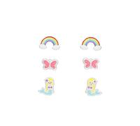 The Rose & Silver Company Women Girls 925 Sterling Silver Rainbow Glitter Butterfly and Mermaid Stud Earrings Set