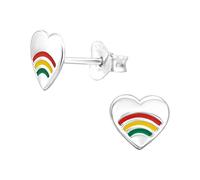 The Rose & Silver Company Women Girls 925 Sterling Silver Rainbow Heart Stud Earrings