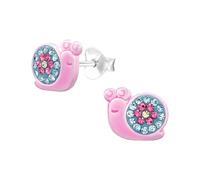 The Rose & Silver Company Women Girls 925 Sterling Silver Snail Crystals Stud Earrings