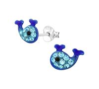 The Rose & Silver Company Women Girls 925 Sterling Silver Whale Crystals Stud Earrings