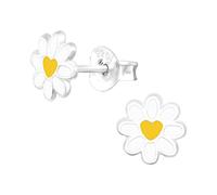 The Rose & Silver Company Women Girls 925 Sterling Silver White Daisy Flower Stud Earrings