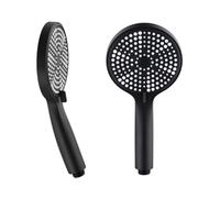 The Round Air-Boosted Showerhead Sprays Top-Spray, with A Matte Black Handheld Boosted Design