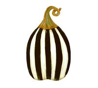 The Round Top Collection - Black & White Striped Pumpkin Tall - Metal
