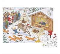 The Rovaniemi Santa Claus Village Reindeer Scramble Wooden Jigsaw Puzzle Waterproof 1000 Piece Puzzles for Adults Gifts Fun Challenging Games