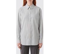 THE ROW Striped Cotton Shirt with Classic Collar and Asymmetric Hem - Size: 4 - female