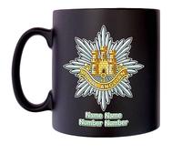 The Royal Anglian Regiment Mug with Personalise Option Image of Military Emblem Flag Crest Insignia MOD Official Product Coffee Tea 10oz Black Satin Klassek Gift Present