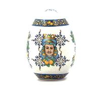 The Royal Family - white ceramic egg with Sicilian decoration - "Profumo di Sicilia"