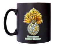 The Royal Regiment of Fusiliers Mug with Personalise Option Image of Military Emblem Flag Crest Insignia MOD Official Product Coffee Tea 10oz Black Satin Klassek Gift Present