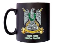 The Royal Scots Dragoon Guards Mug with Personalise Option Image of Military Emblem Flag Crest Insignia MOD Official Product Coffee Tea 10oz Black Satin Klassek Gift Present