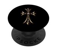 The Royal Star Pave Diamonds Gold Cross PopSockets Adhesive PopGrip