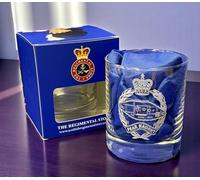 The Royal Tank Regiment Whisky & Spirits Glass with RTR Cap Badge.