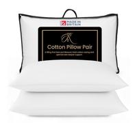 The Royce Premium Bed Pillows 2 Pack - Hotel Quality Luxury Cotton Pillows - Firm & Bouncy Neck Pain Relief - Anti Snore Hypoallergenic Pillows for Side & Back Sleepers - Washable UK Made - 48x74cm