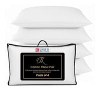 The Royce Premium Bed Pillows 4 Pack - Hotel Quality Luxury Cotton Pillows - Firm & Bouncy Neck Pain Relief - Anti Snore Hypoallergenic Pillows for Side & Back Sleepers - Washable UK Made - 48x74cm