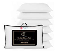 The Royce Premium Bed Pillows 6 Pack - Hotel Quality Luxury Cotton Pillows - Firm & Bouncy Neck Pain Relief - Anti Snore Hypoallergenic Pillows for Side & Back Sleepers - Washable UK Made - 48x74cm