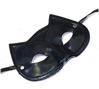 The Rubber Plantation TM 619219290968 Cat Domino Venetian Masquerade Eye Mask Superhero Halloween Fancy Dress Satin Leather Look Costume Accessory, Unisex-Adult, One Size, Black