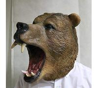 The Rubber Plantation TM 619219293822 Brown Grizzly Wild Bear Mask Latex Forrest Animal Halloween Fancy Dress Full Head Costume Accessory, Unisex-Adult, One Size